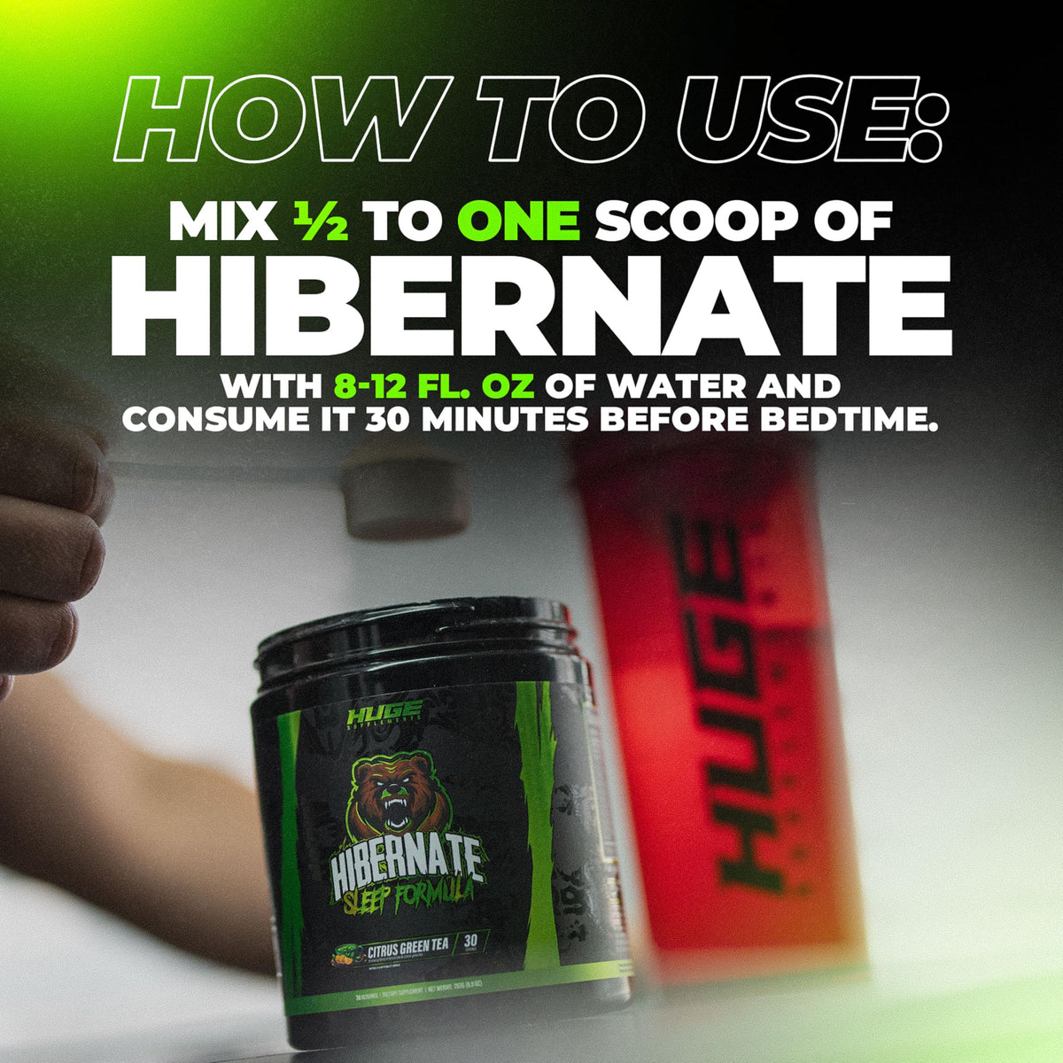 Pot de Huge Supplements Hibernate avec fond naturel