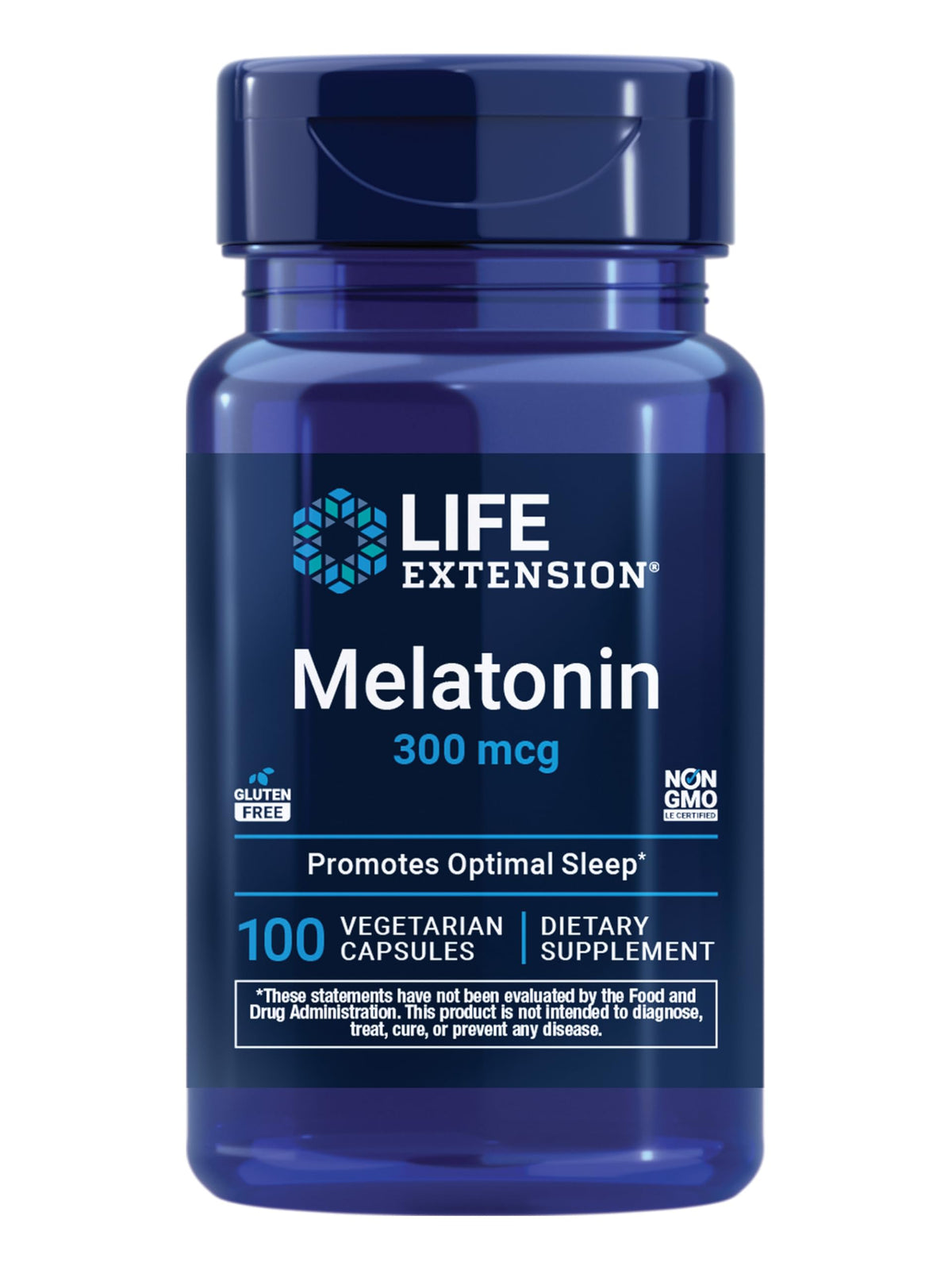 Pot de mélatonine Life Extension 300 mcg avec 100 capsules végétariennes