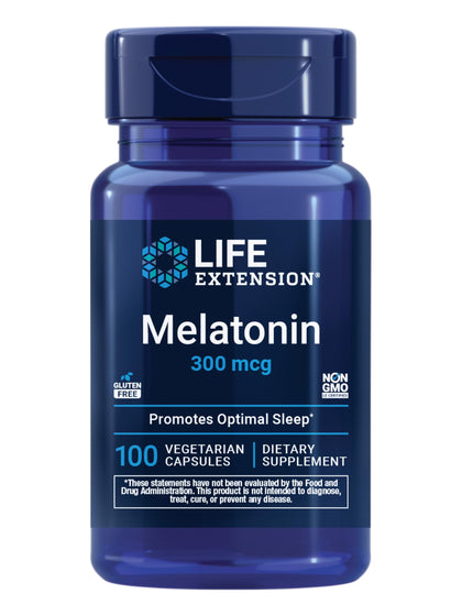 Pot de mélatonine Life Extension 300 mcg avec 100 capsules végétariennes