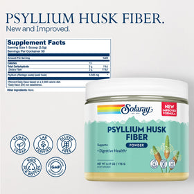 Pot de poudre de psyllium SOLARAY avec cuillère doseuse