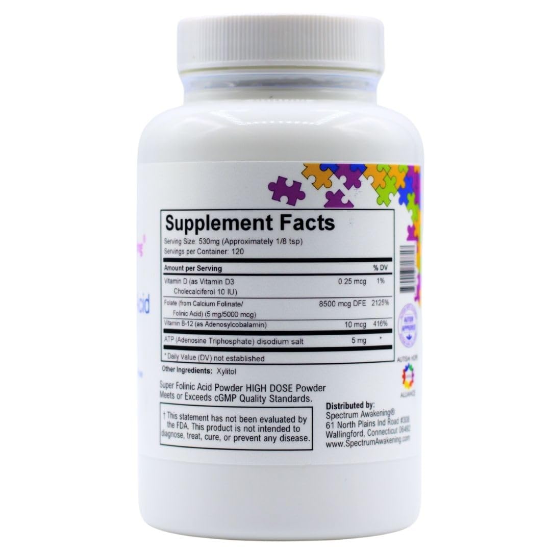 Pot de poudre Spectrum Awakening avec étiquette et informations nutritionnelles