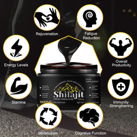 Pot de résine de Shilajit avec étiquette descriptive