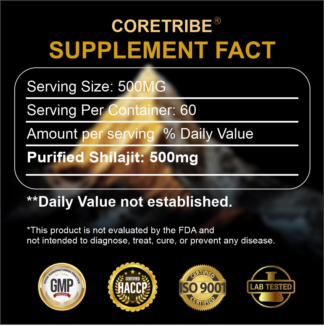 Pot de résine de shilajit Coretribe 30g avec couvercle