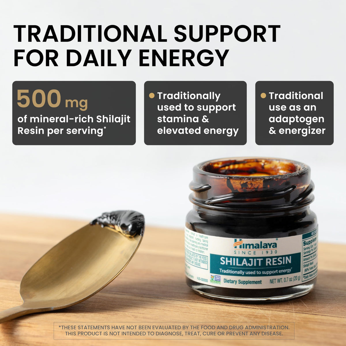 Pot de résine de Shilajit Himalaya avec étiquette visible