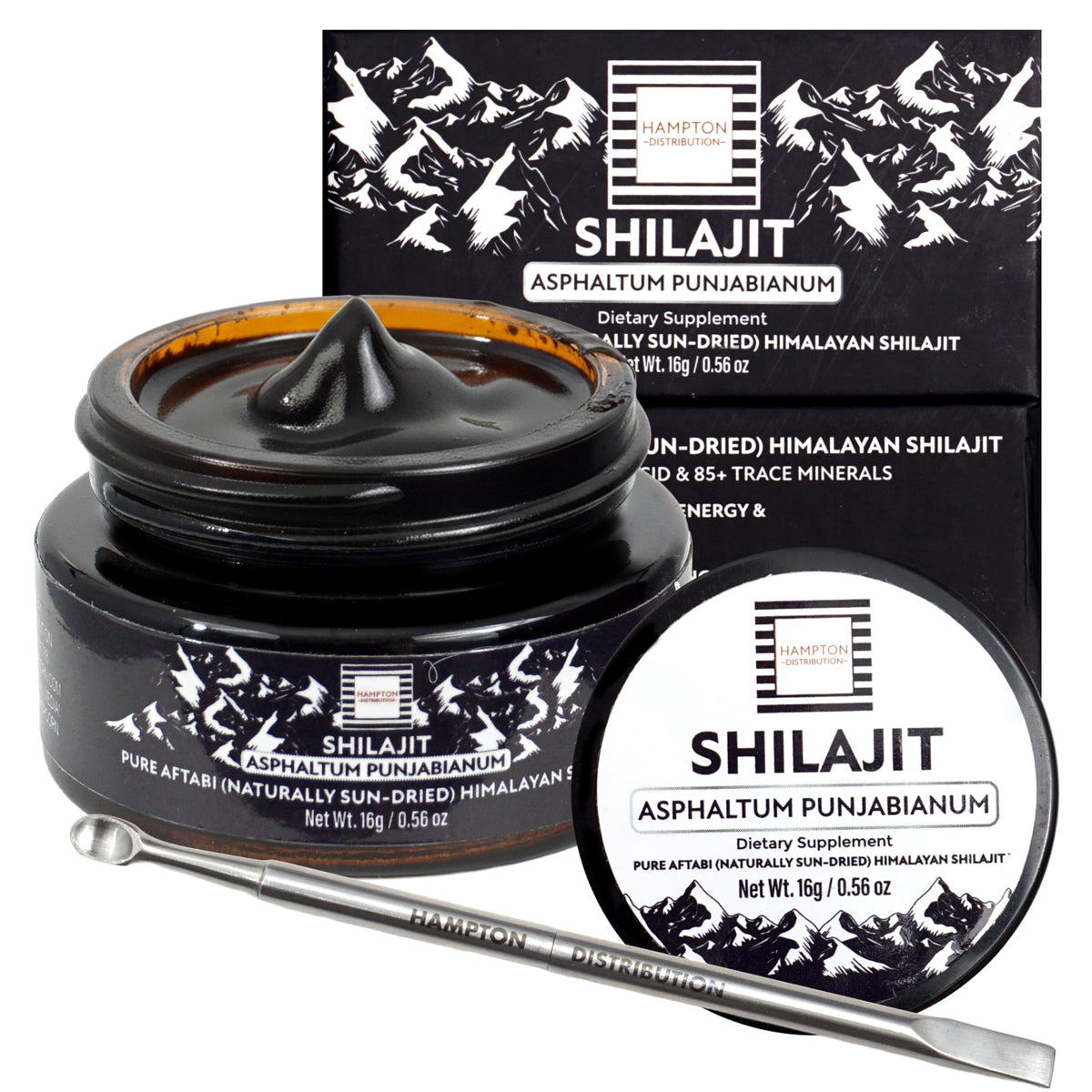 Pot de résine de Shilajit Himalayen 400mg vue de face
