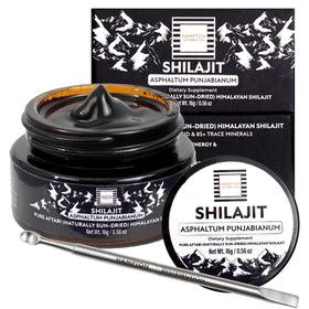 Pot de résine de Shilajit Himalayen 400mg vue de face