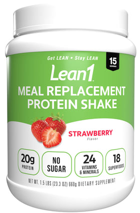 Pot de shake de remplacement de repas LEAN1 saveur fraise 15 portions