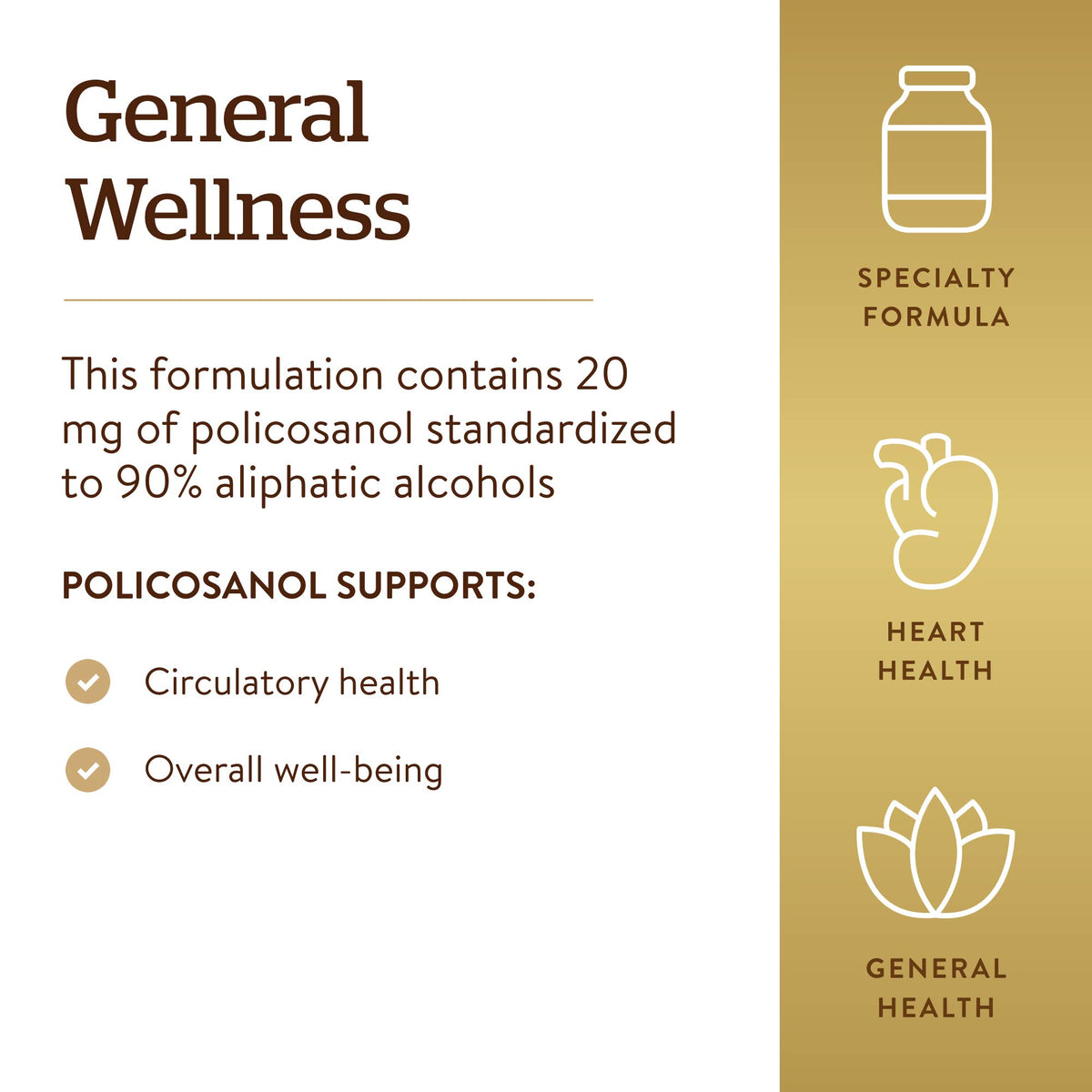 Pot de Solgar Policosanol 20 mg Capsules Végétales