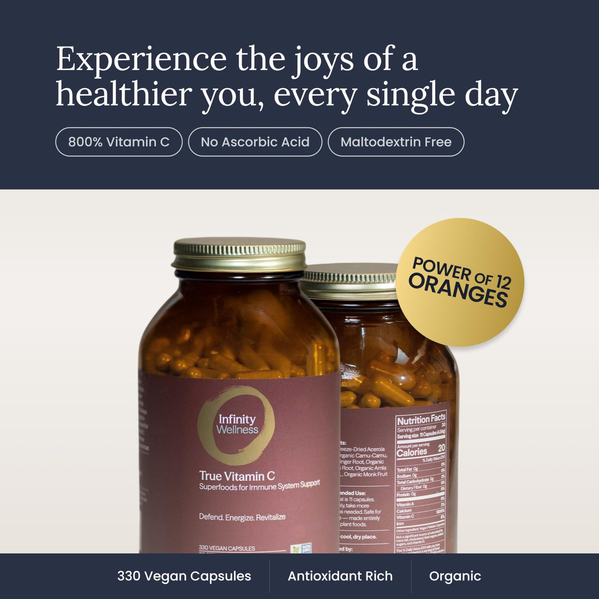 Pot de vitamine C Infinity Greens avec lumière naturelle