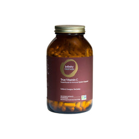Pot en verre ambré de 30 capsules de vitamine C Infinity Greens