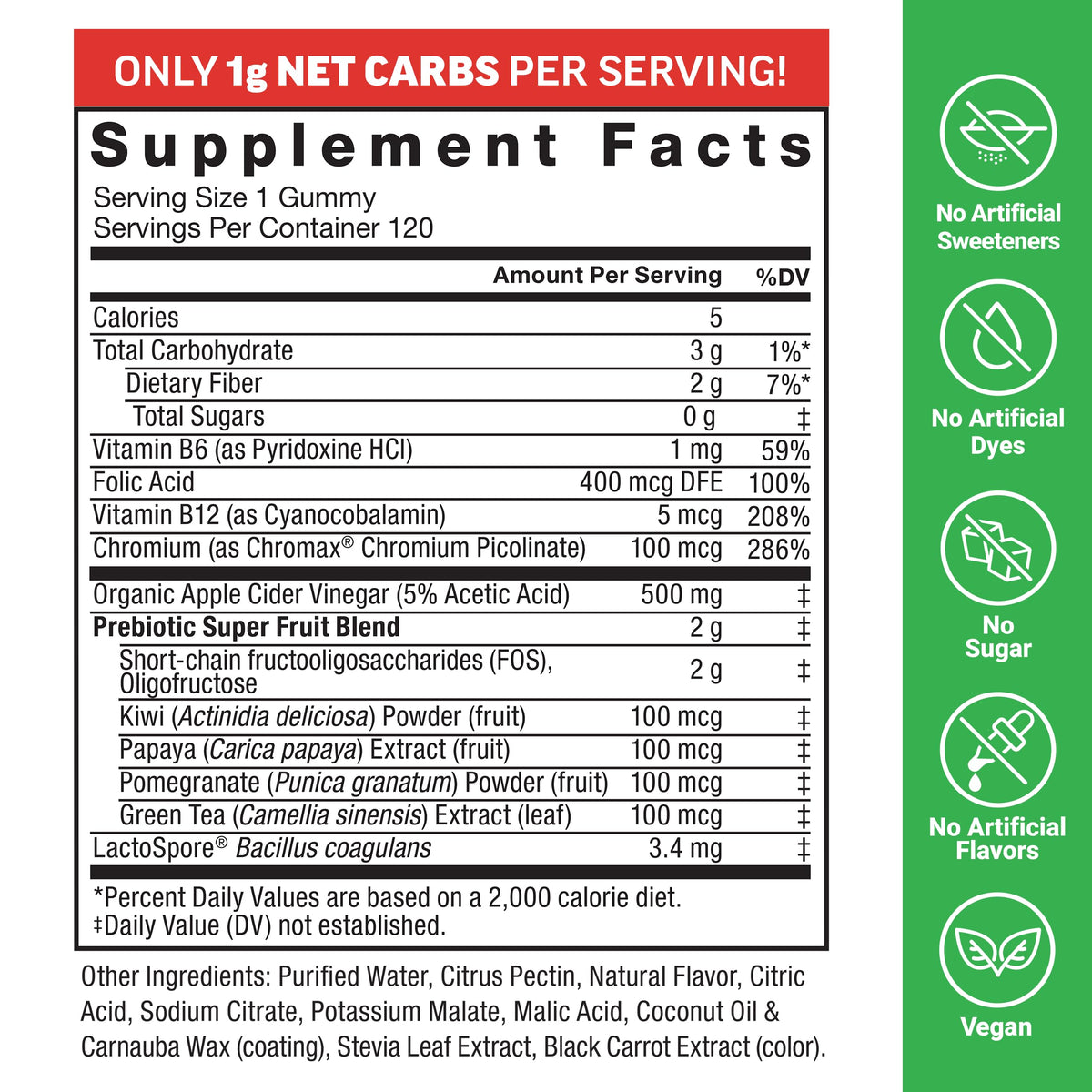 Pot ouvert de gummies ProbioSlim à la pomme