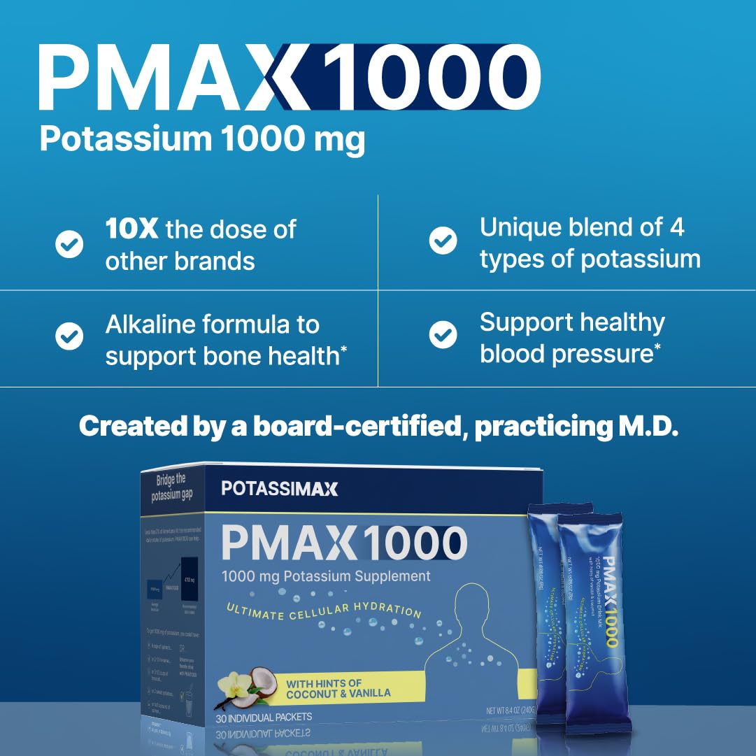 PotassiMax PMAX1000 Complément Alimentaire Potassium 1000 mg emballage