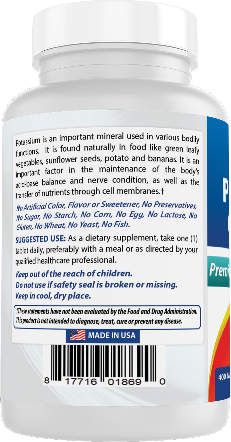 Potassium 99mg Best Naturals avec des ingrédients naturels en arrière-plan