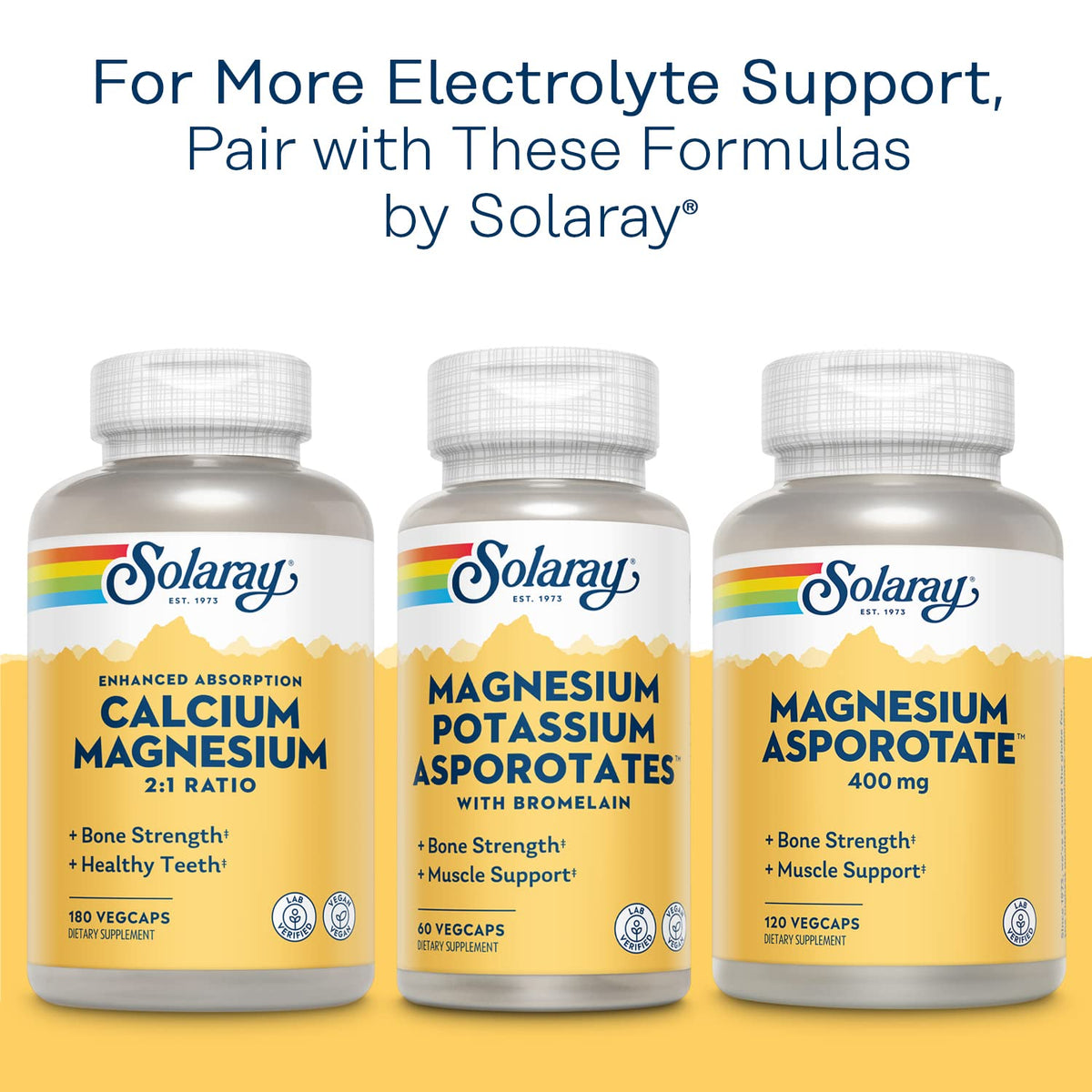 Potassium Asporotate SOLARAY avec des éléments naturels autour