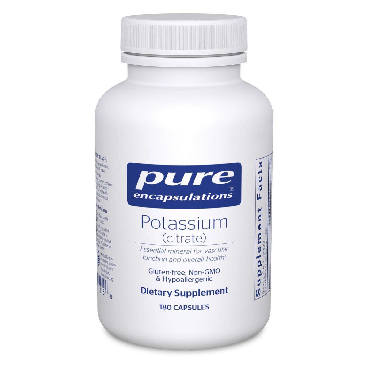 Potassium Citrate Pure Encapsulations 180 Capsules front view