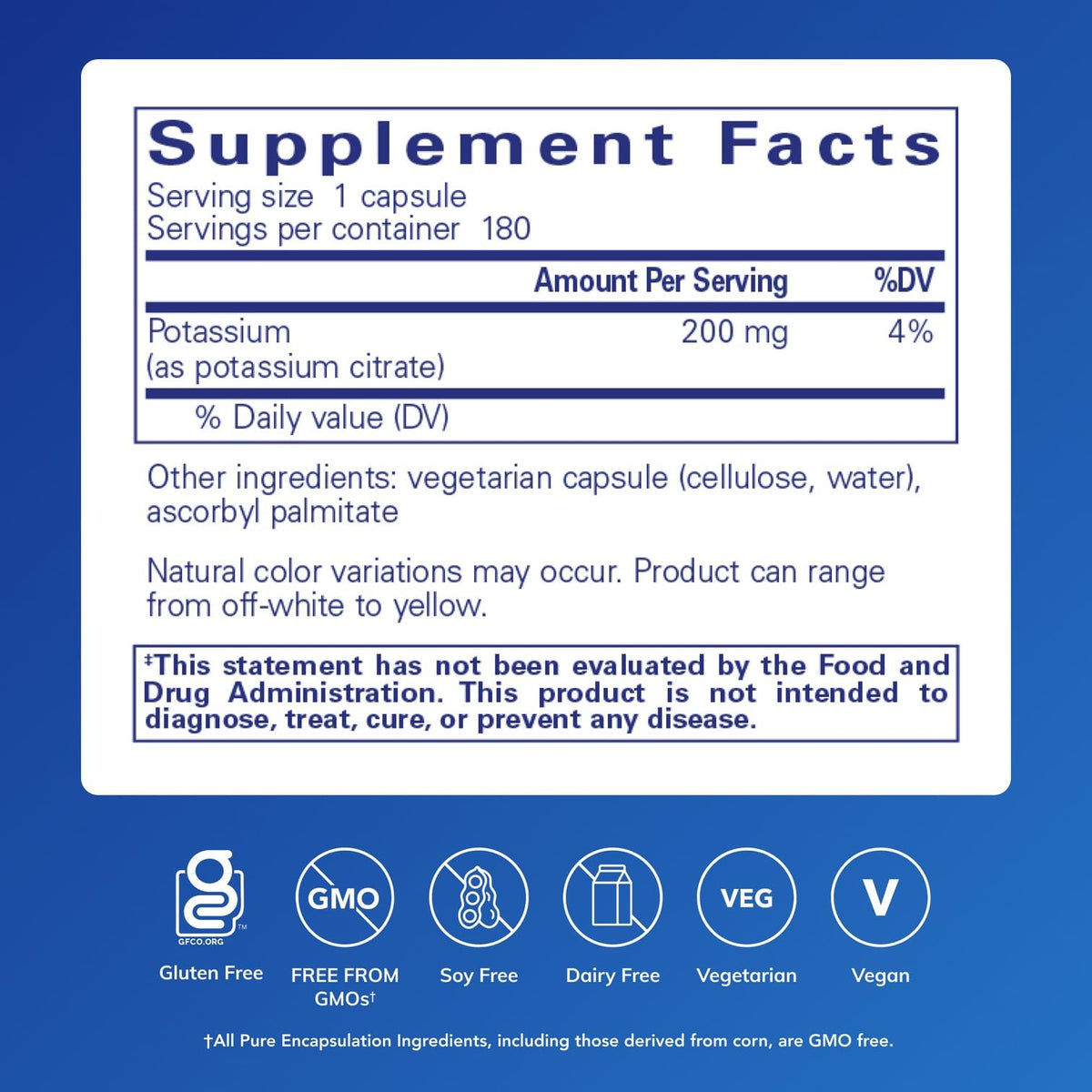 Potassium Citrate Pure Encapsulations packaging side view