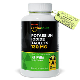 Potassium Iodide Tablets 130 mg ThyroShield vue de face