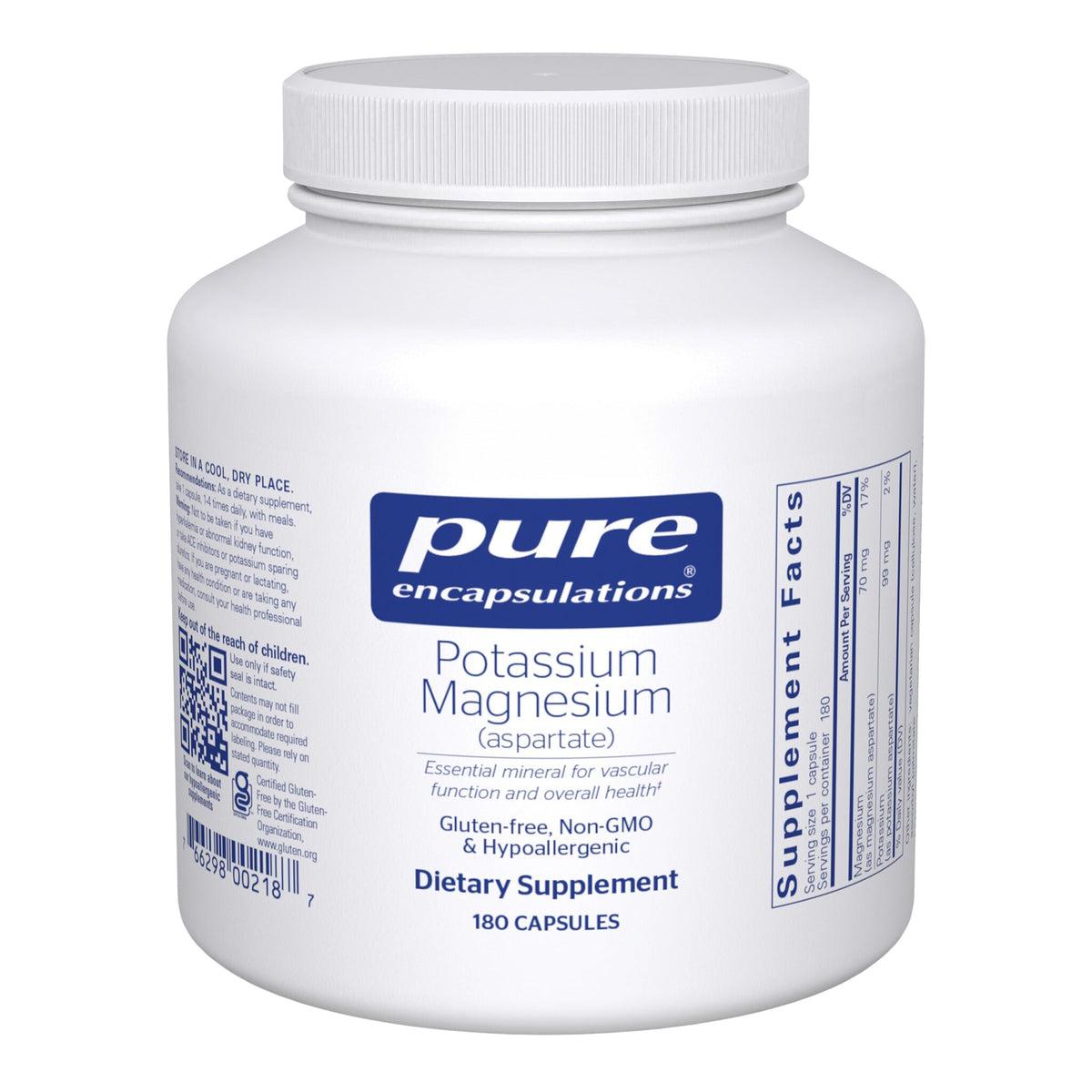 Potassium Magnesium Pure Encapsulations 180 Capsules vue avant