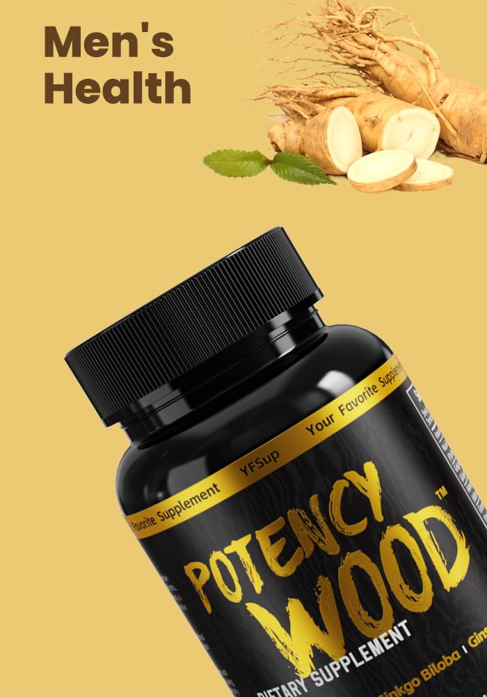 Potency Wood Ginseng 60 capsules sur un fond neutre