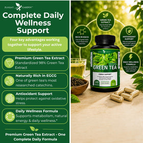 Potent Garden Extrait de Thé Vert 120 Capsules en gros plan