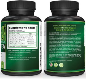Potent Garden Extrait de Thé Vert 120 Capsules ouvertes