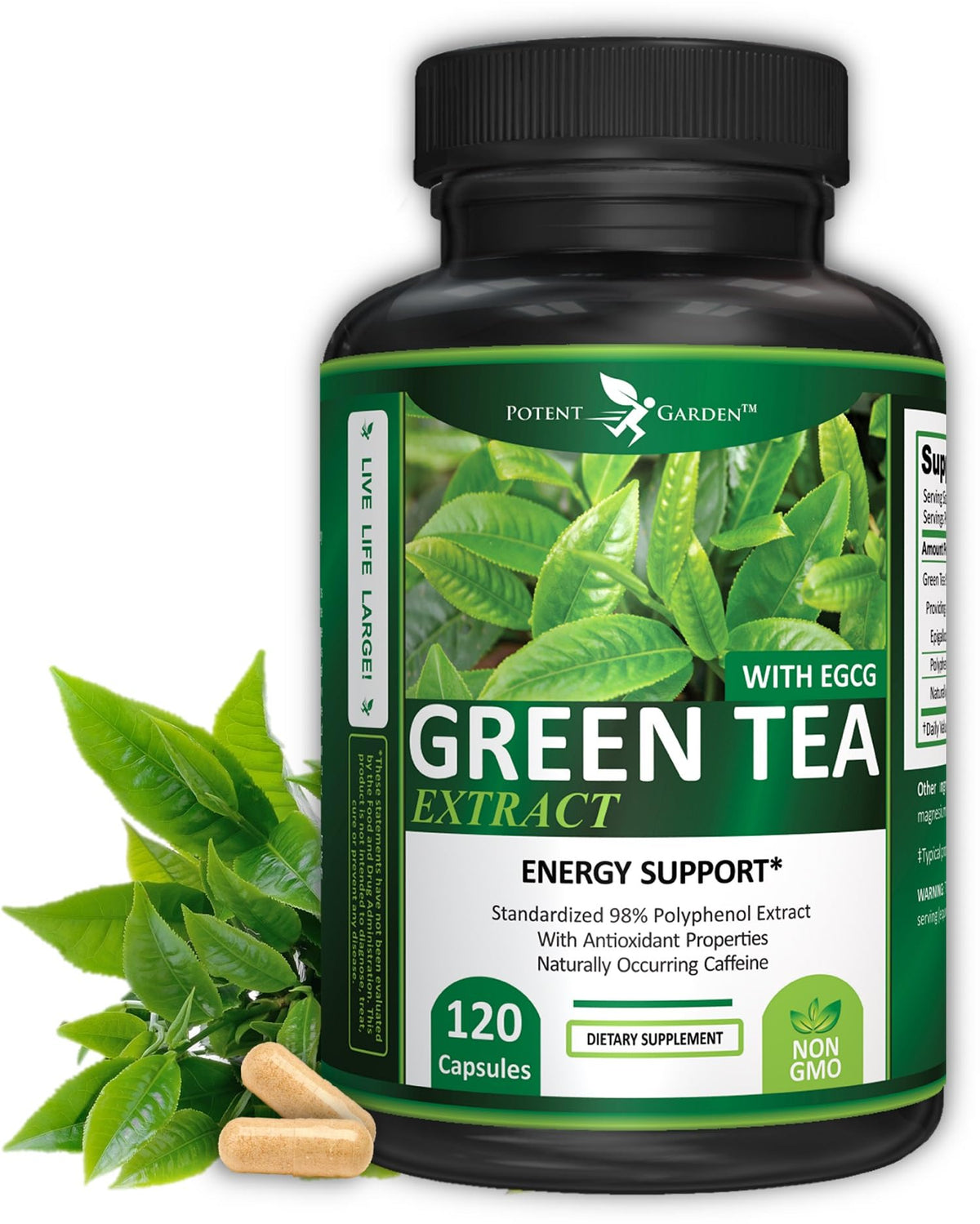 Potent Garden Extrait de Thé Vert 120 Capsules vue avant