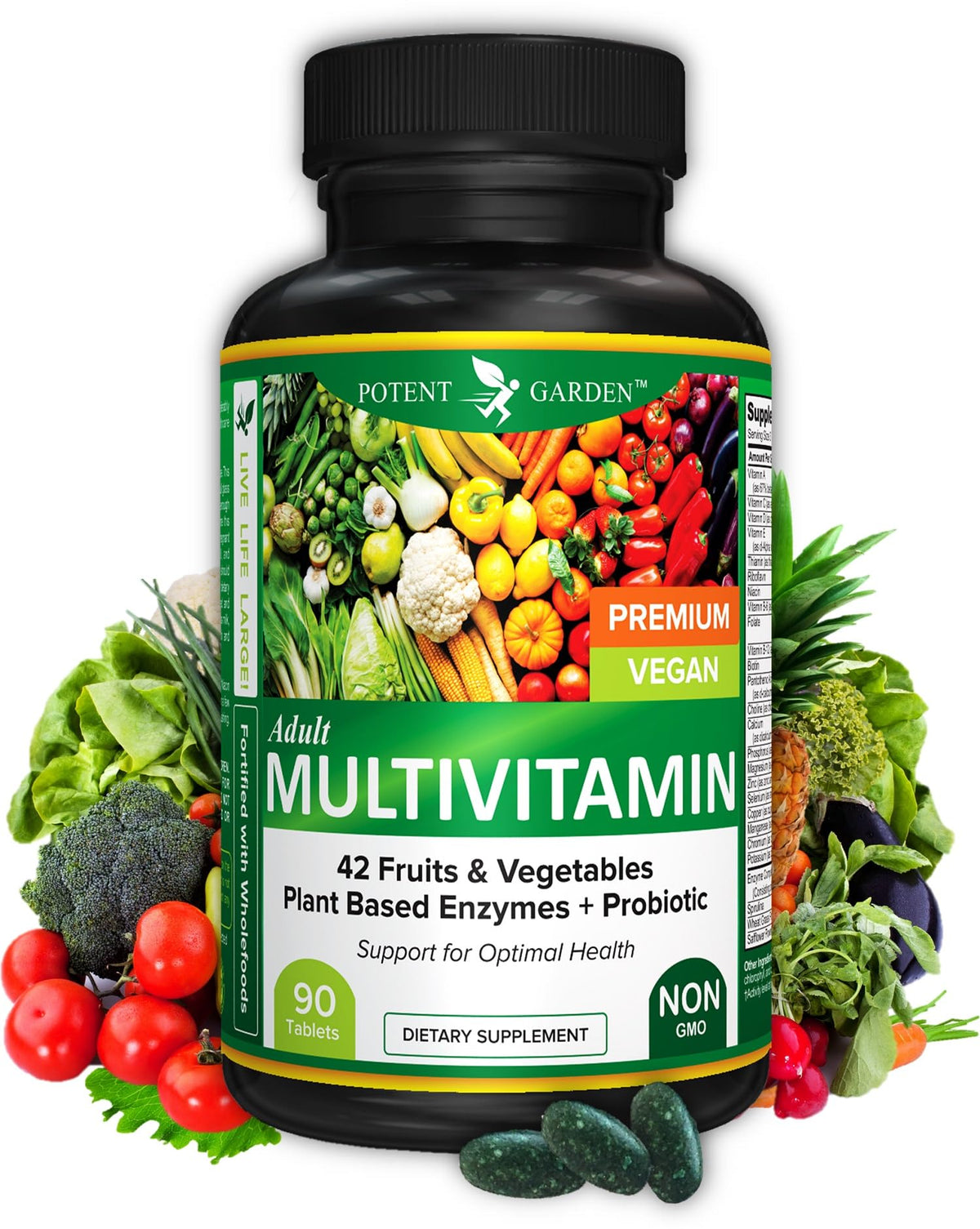 Potent Garden Multivitamines 90 comprimés avec 42 fruits et légumes