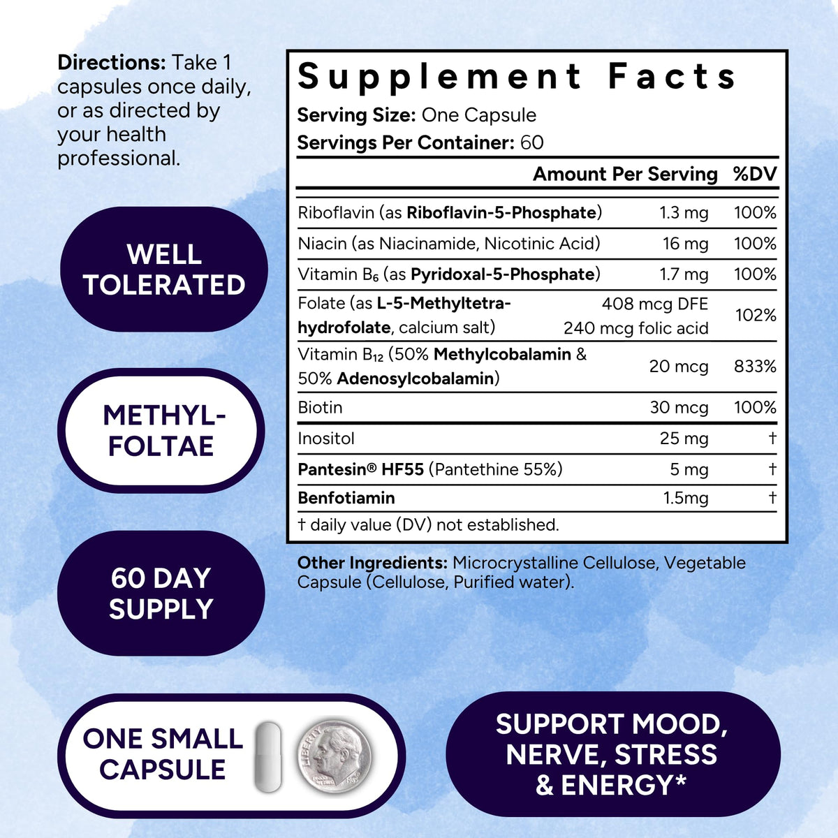 Potent Nutri B-Complex Faible Dose capsules dans un flacon