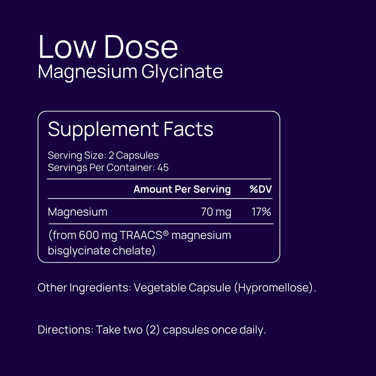 Potent Nutri Magnésium Glycinate 70 mg capsules arrière