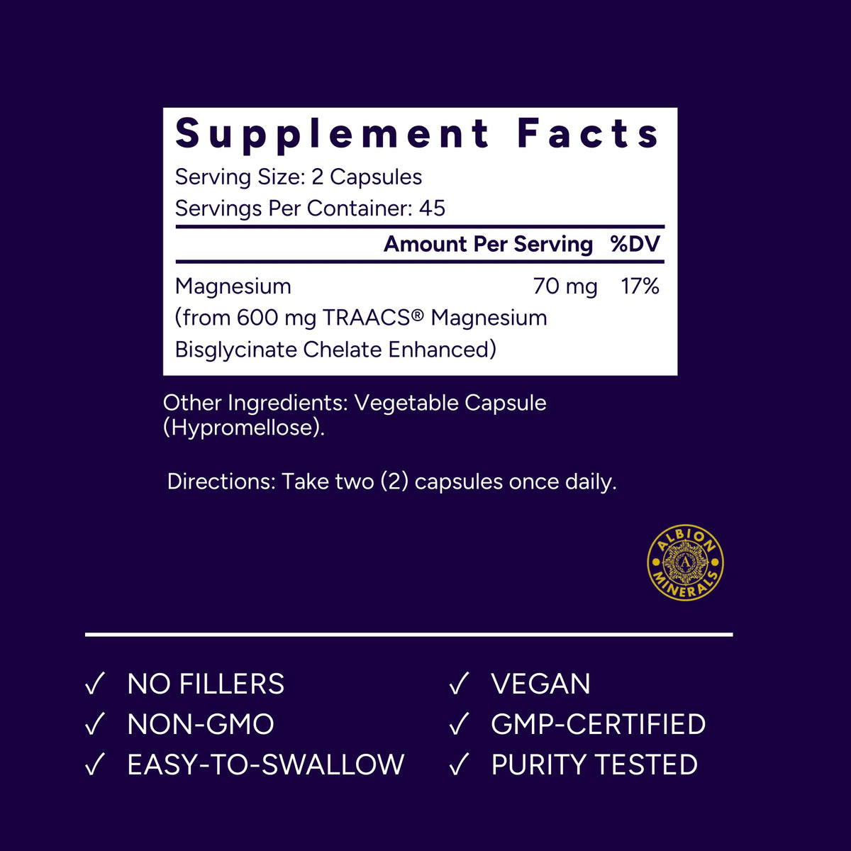 Potent Nutri Magnésium Glycinate 70 mg gélules sur fond blanc