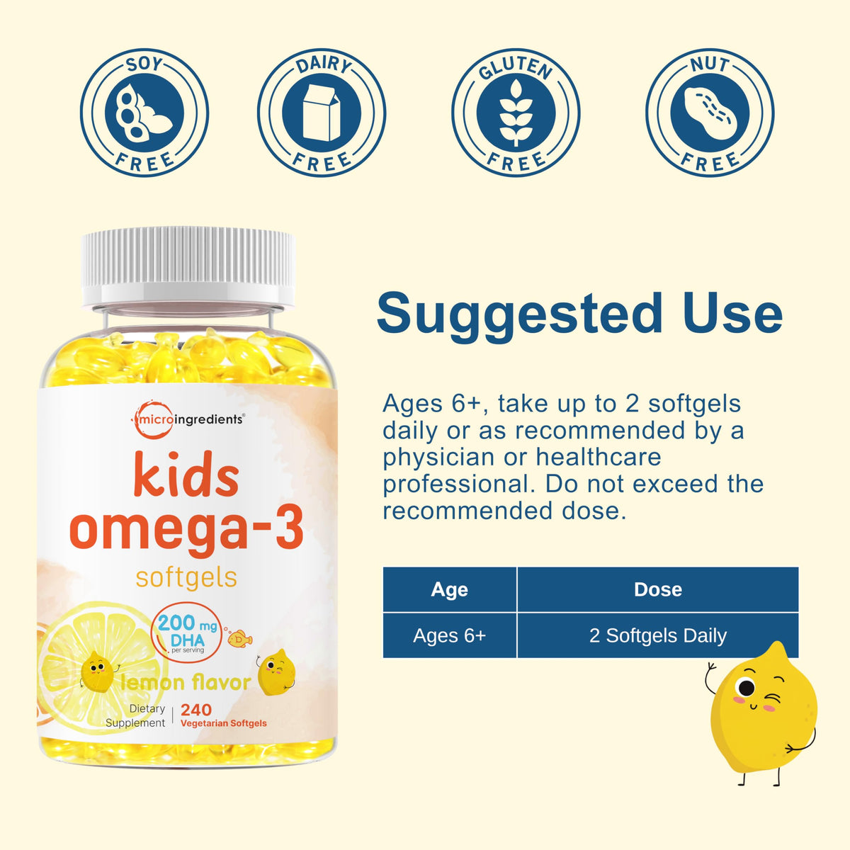 Pouch de gélules Omega-3 végétalien Micro Ingredients, vue de face