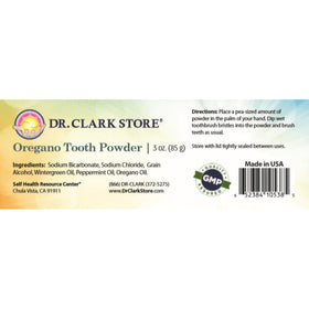Poudre à dents Oregano Dr Clark 249g vue arrière