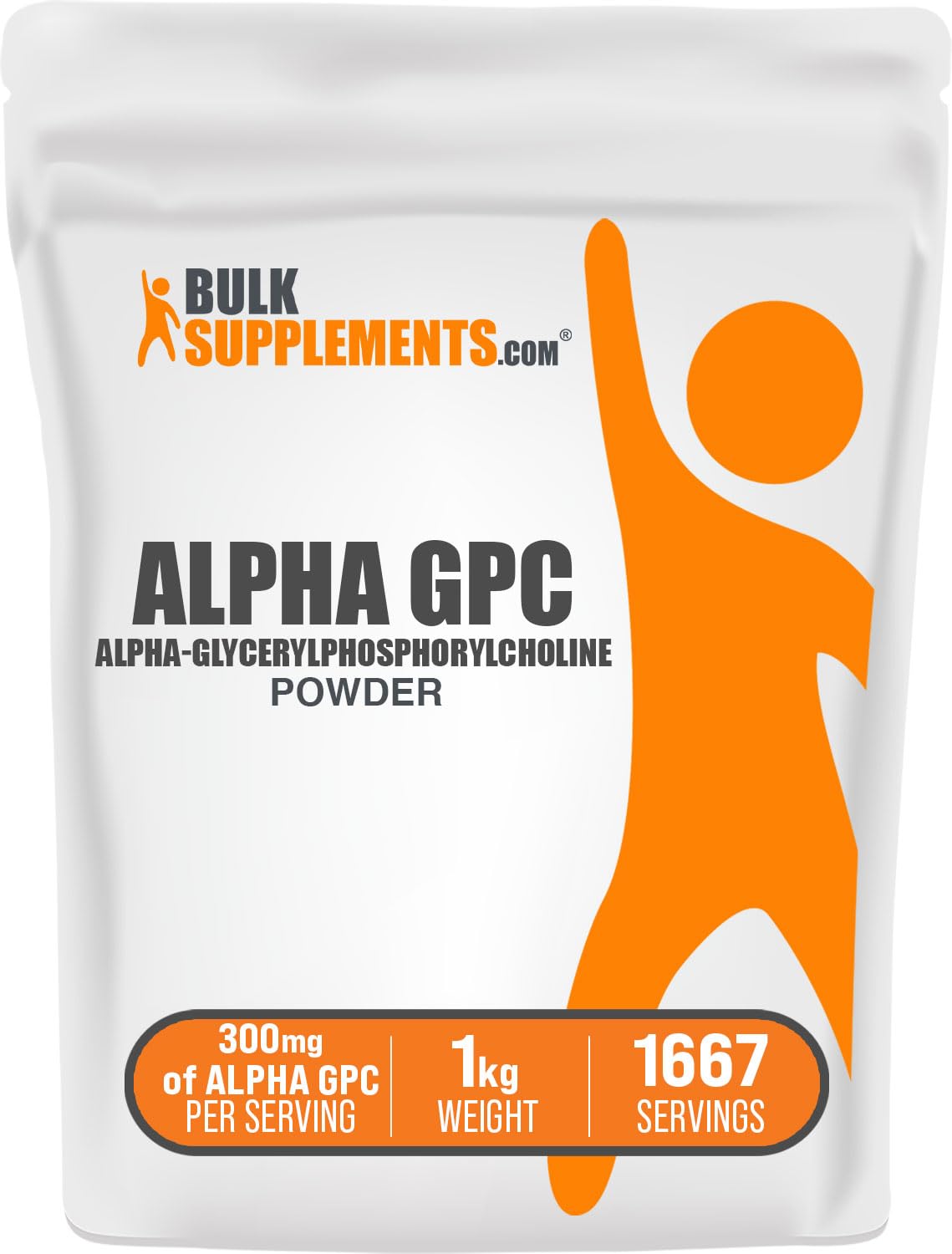 Poudre Alpha GPC 300mg de BulkSupplements en sachet de 1kg