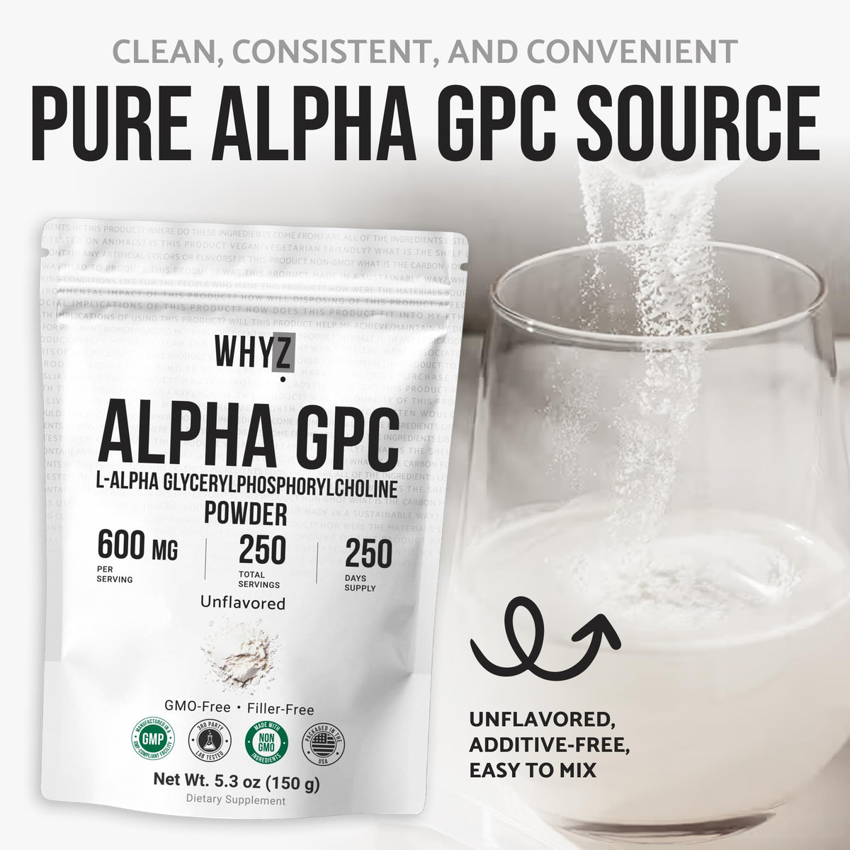Poudre Alpha-GPC ajoutée à un smoothie