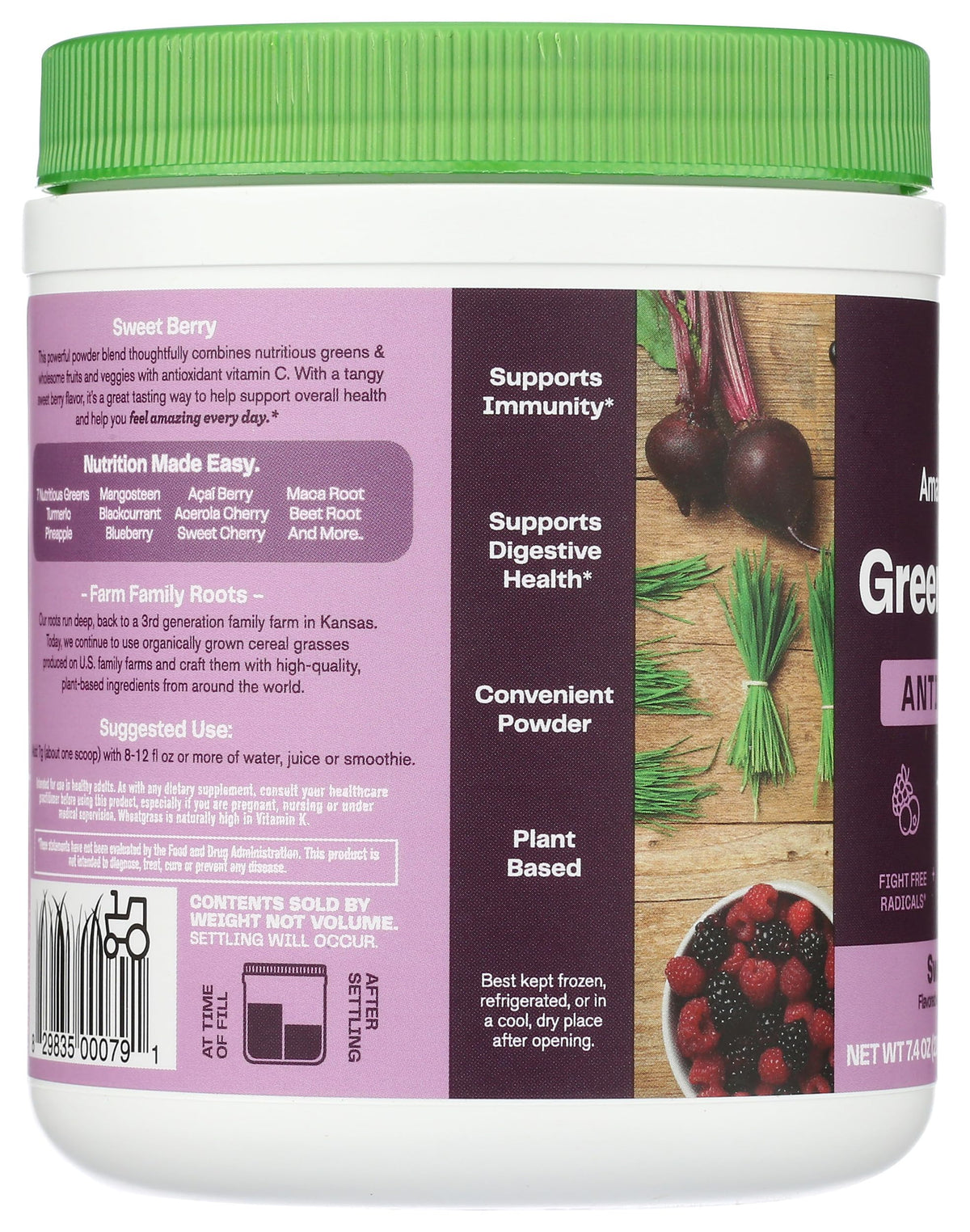 Poudre Amazing Grass aux baies douces avec un blender