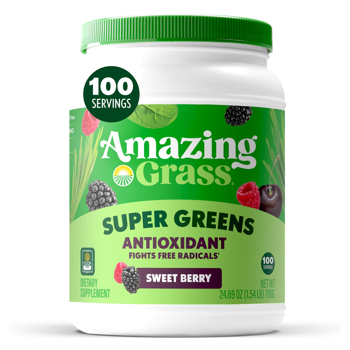 Poudre antioxydante Amazing Grass Super Greens vue de face