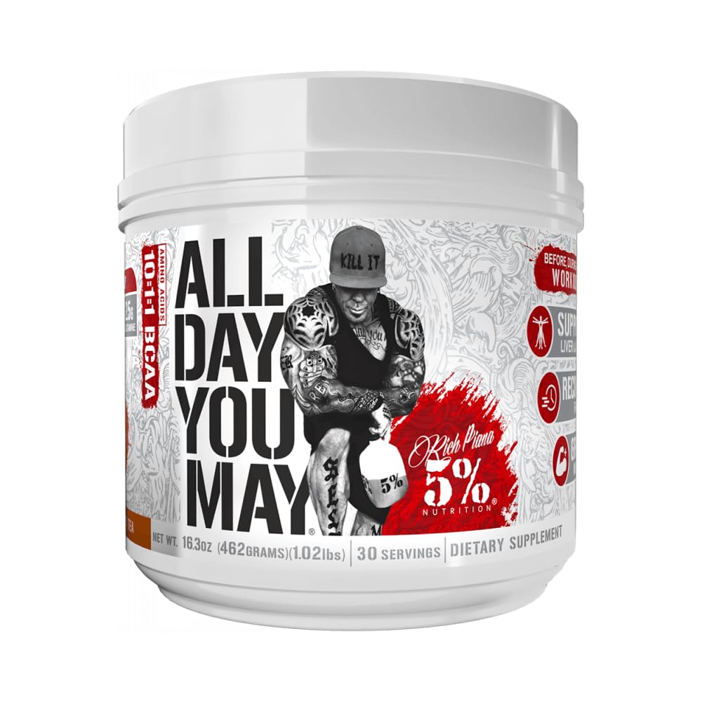 Poudre BCAA AllDayYouMay 5% Nutrition 621g vue de face