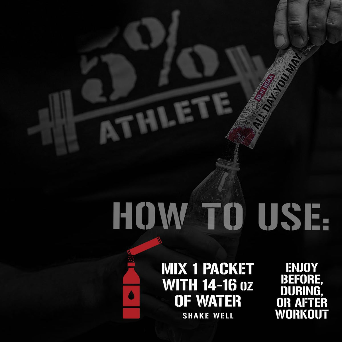 Poudre BCAA AllDayYouMay dans un verre d'eau