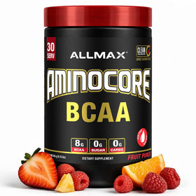 Poudre BCAA ALLMAX Aminocore 345 g, vue de face