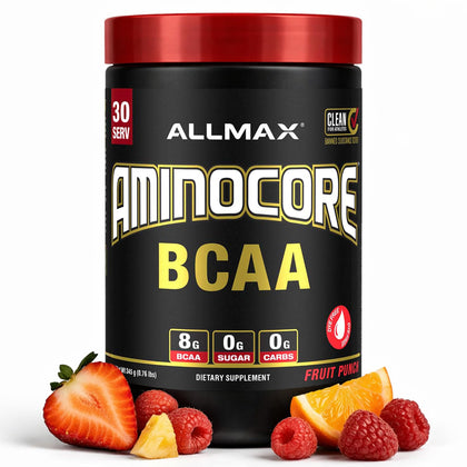 Poudre BCAA ALLMAX Aminocore 345 g, vue de face