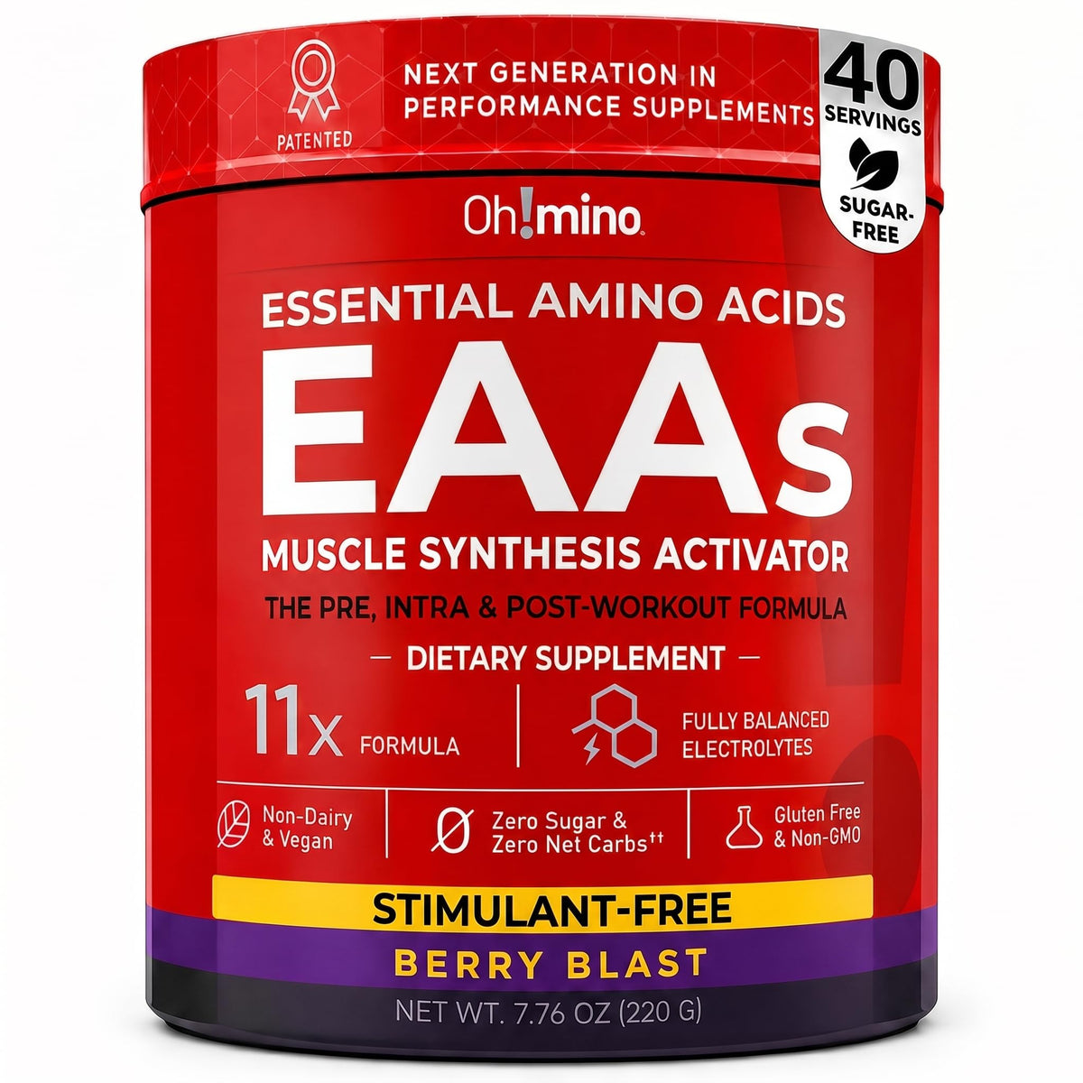 Poudre BCAA + EAA Oh!mino 290g, vue de face