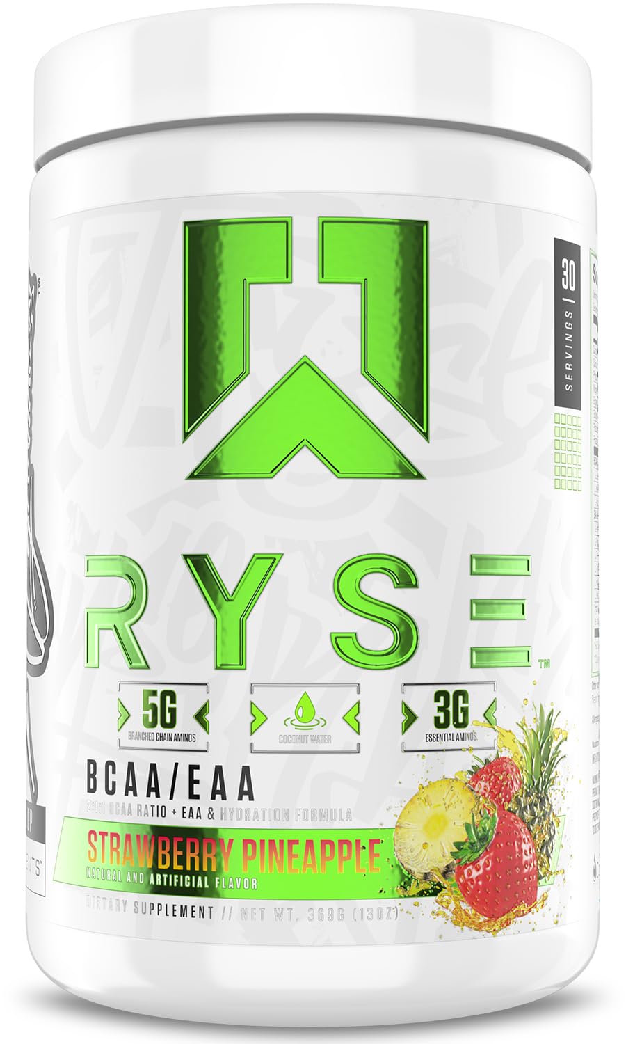 Poudre BCAA EAA RYSE Up goût ananas-fraise vue de face