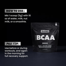 Poudre BCAA GAINS IN BULK vue de côté
