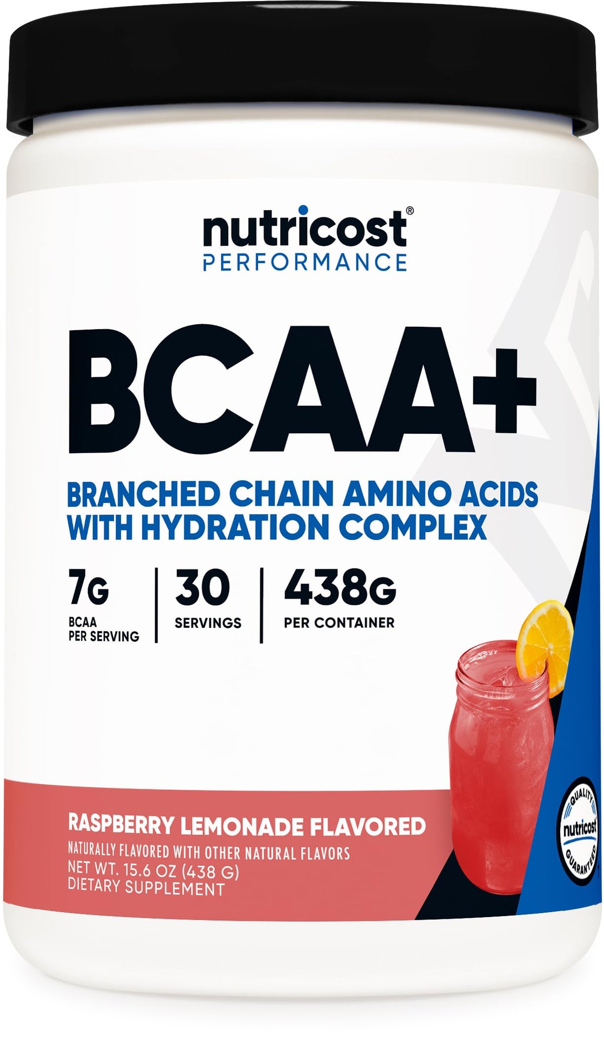 Poudre BCAA + Hydration Nutricost saveur framboise citron vue avant
