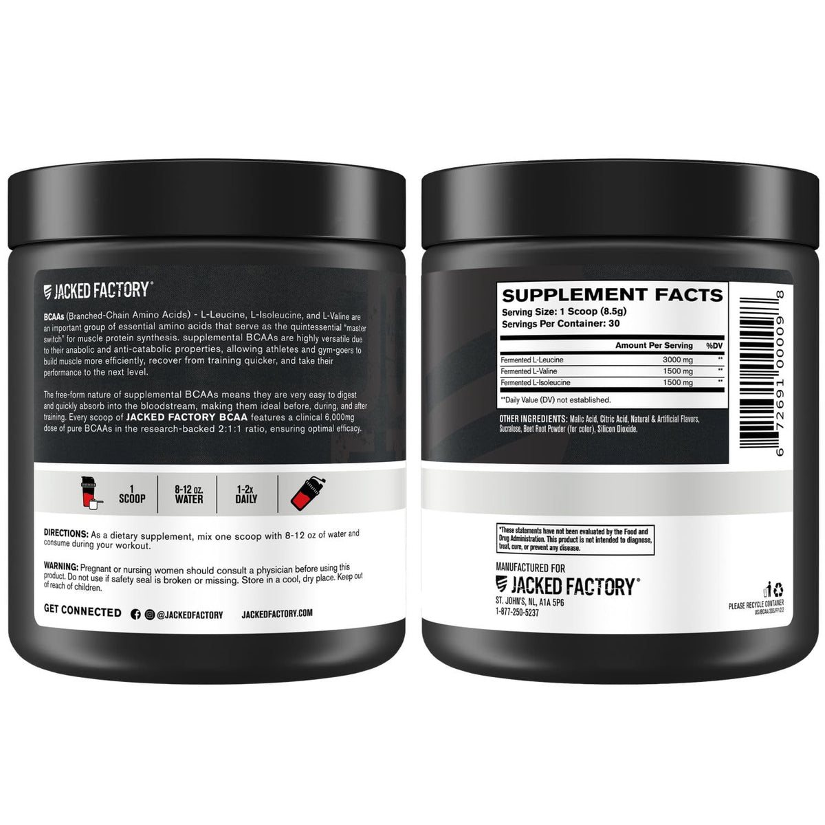 Poudre BCAA Jacked Factory avec un fond de salle de gym