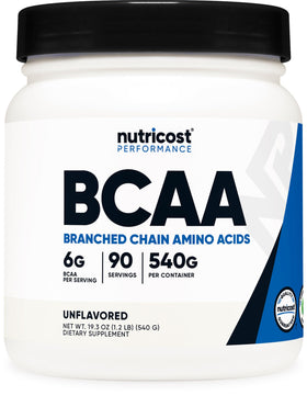 Poudre BCAA Nutricost 2:1:1 630g vue de devant