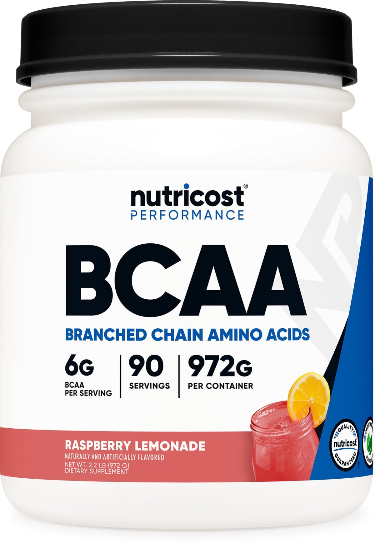 Poudre BCAA Nutricost 2:1:1 goût citron framboise vue de face