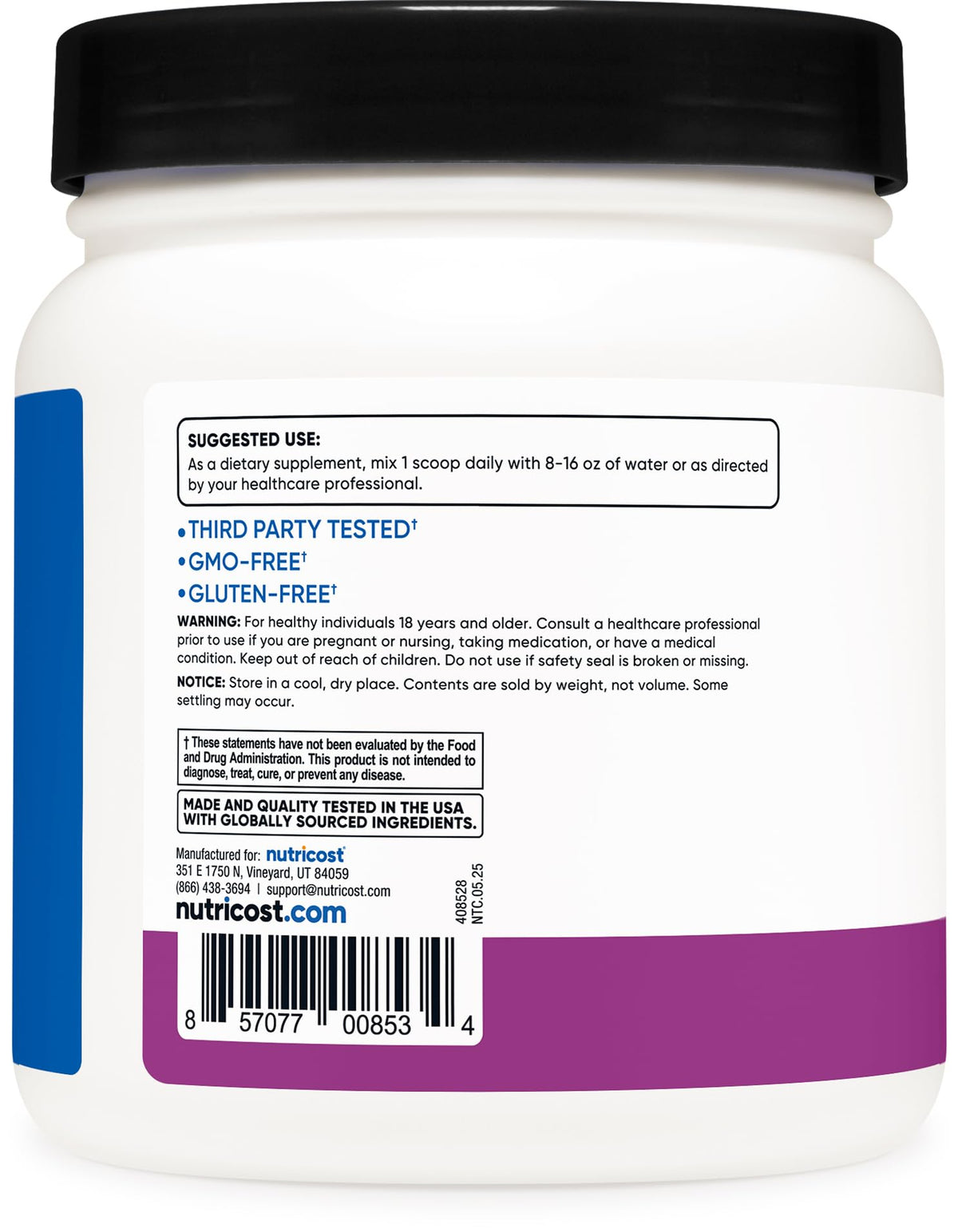Poudre BCAA Nutricost mélangée dans un shaker