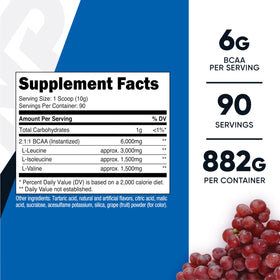 Poudre BCAA Nutricost Raisin 980g vue arrière
