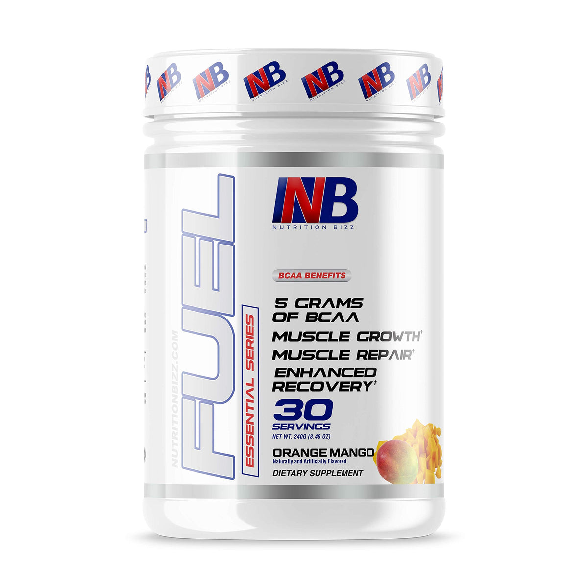 Poudre BCAA NutritionBizz 5g Orange Mangue vue de face